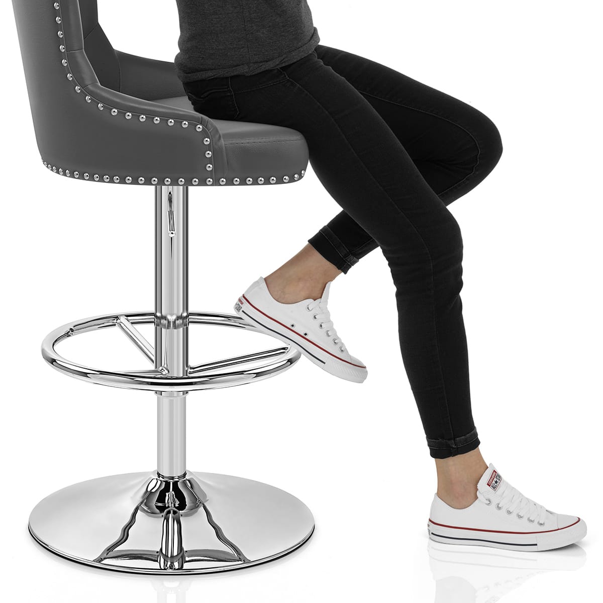 Manor Bar Stool Grey Leather Frame Image