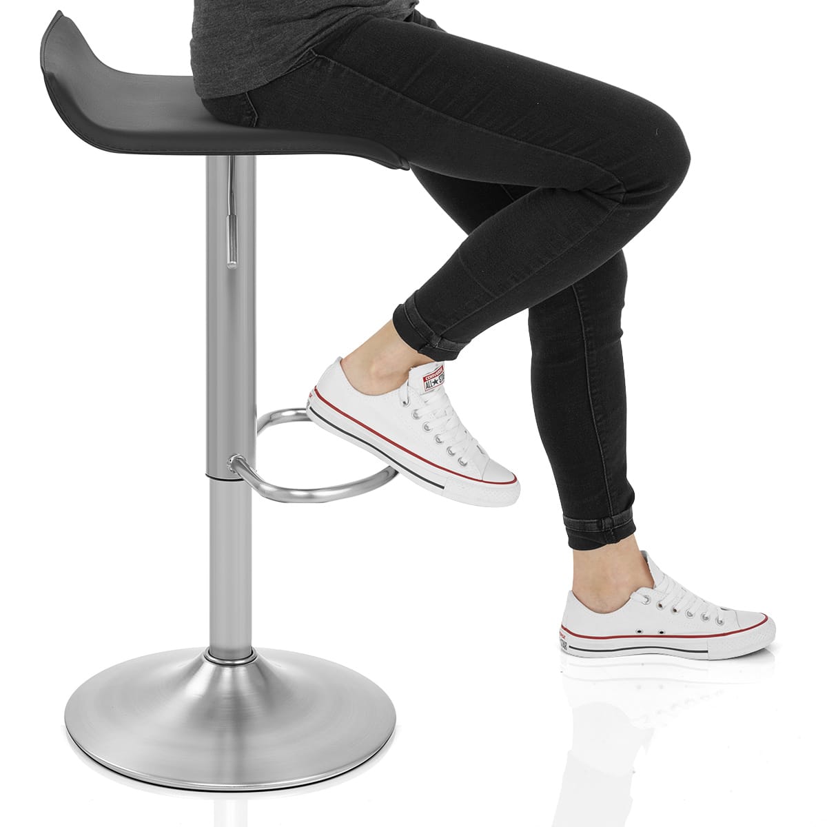 Mars Brushed Steel Bar Stool Black Frame Image