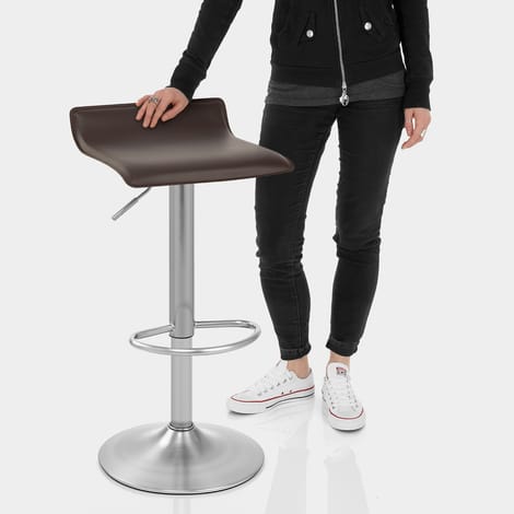 Mars Brushed Steel Bar Stool Brown Features Image