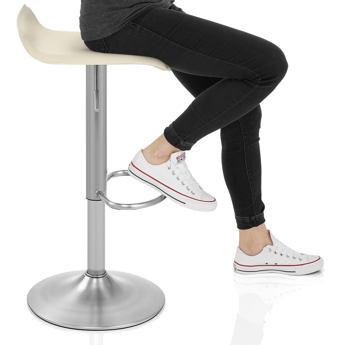 Mars Brushed Steel Bar Stool Cream Frame Image