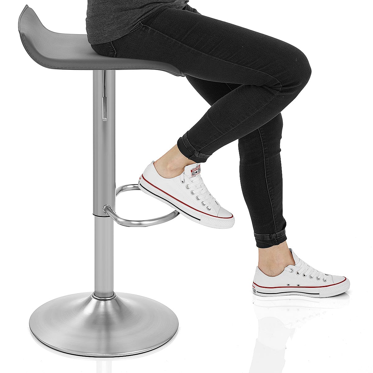 Mars Brushed Steel Bar Stool Grey Frame Image