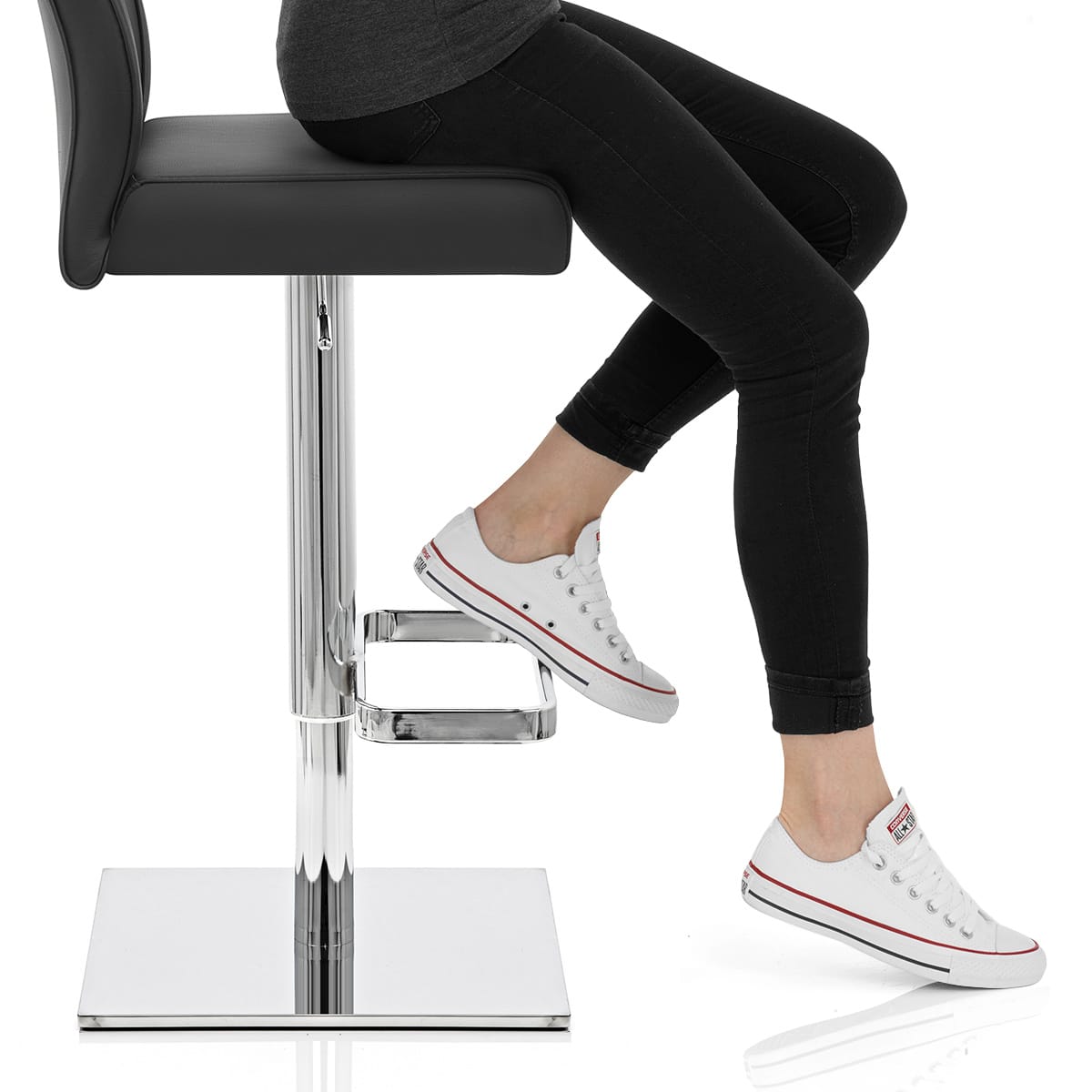 Martello Real Leather Stool Black Frame Image