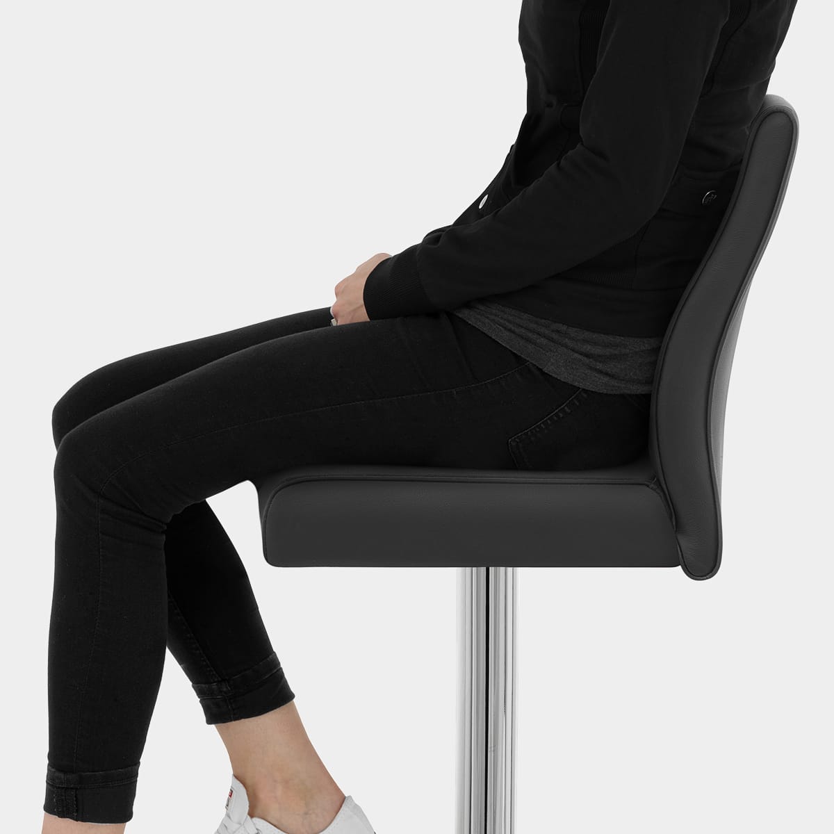 Martello Real Leather Stool Black Seat Image