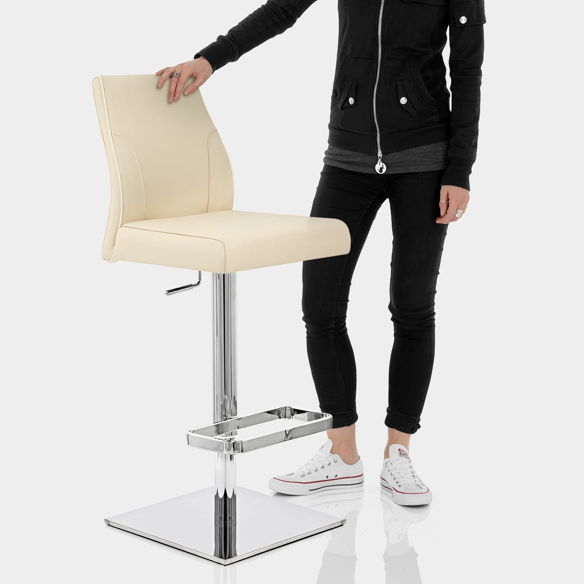 Martello Real Leather Stool Cream Features Image