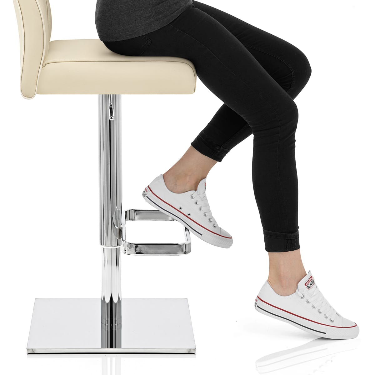 Martello Real Leather Stool Cream Frame Image