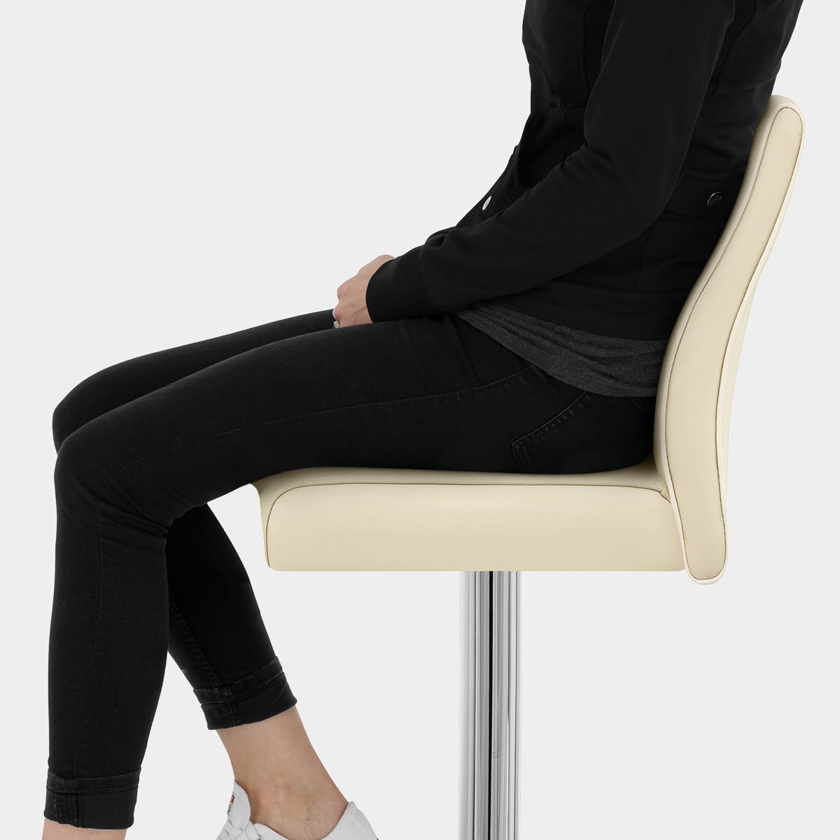 Martello Real Leather Stool Cream Seat Image