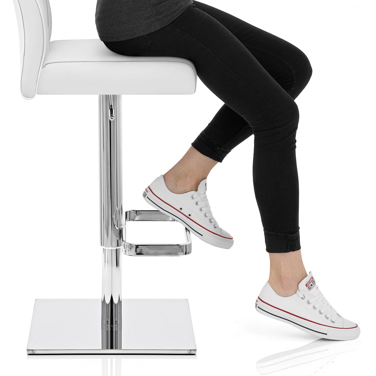 Martello Real Leather Stool White Frame Image