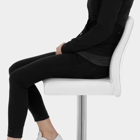 Martello Real Leather Stool White Seat Image