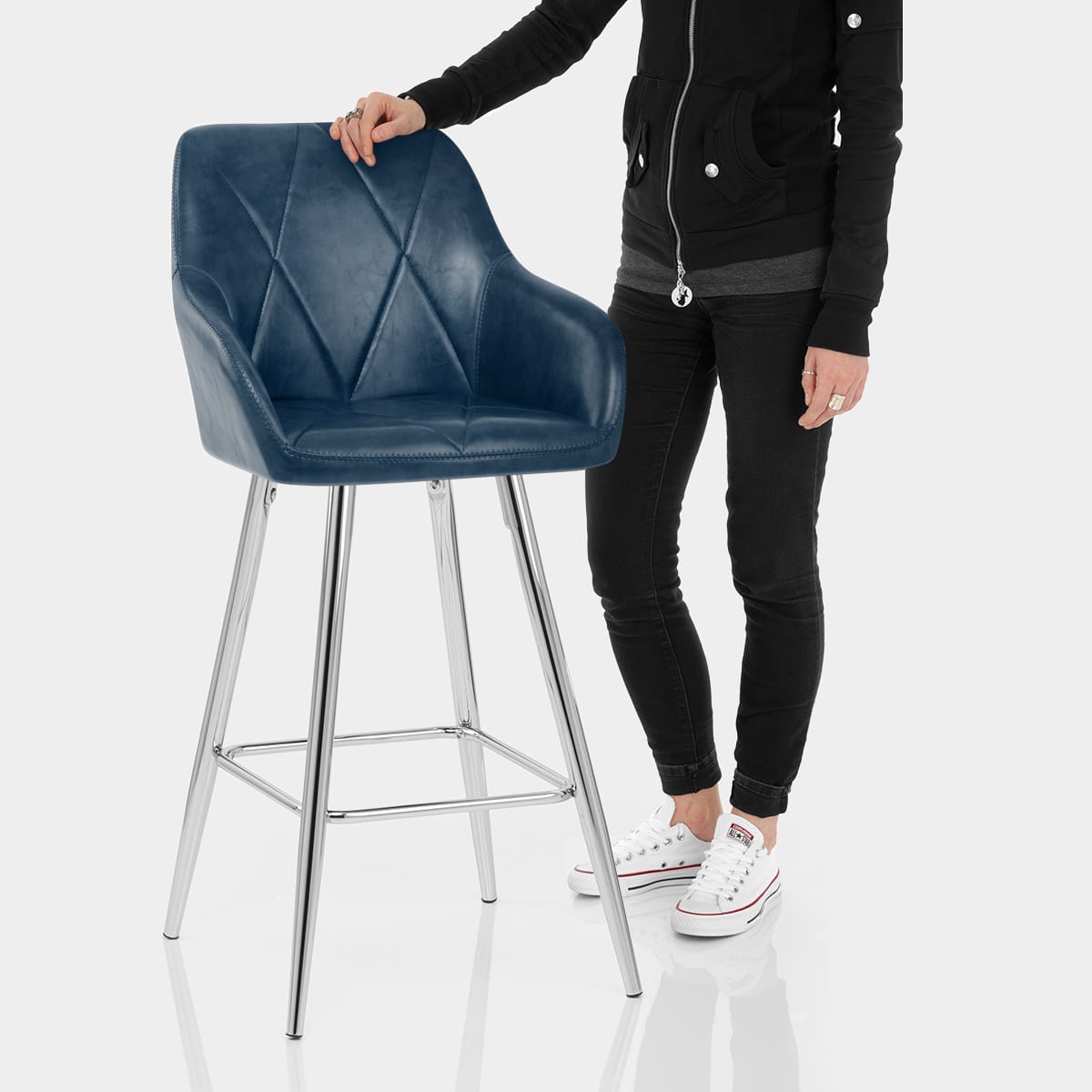 Mason Bar Stool Antique Blue Features Image