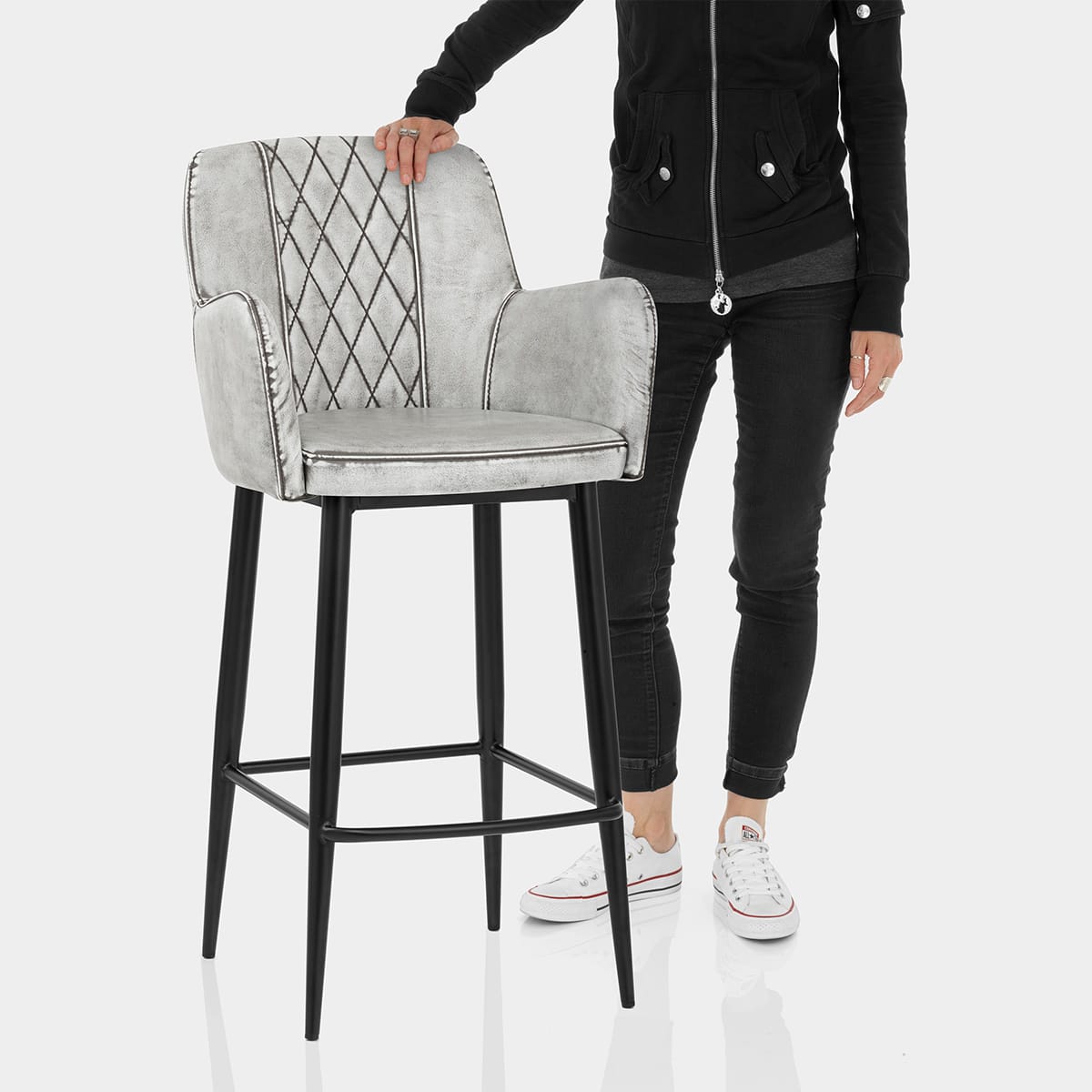 Maverick Bar Stool Vintage White Features Image