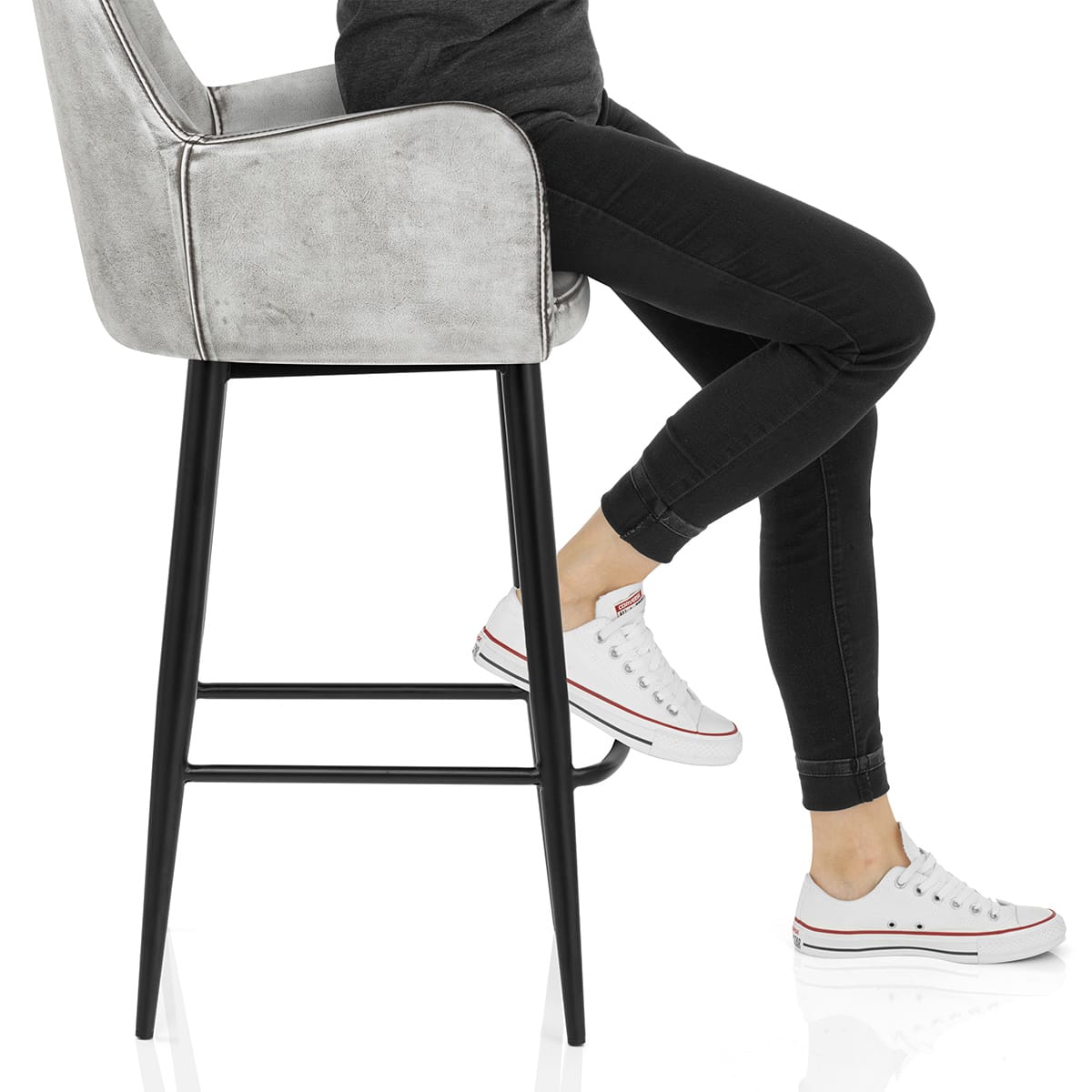 Maverick Bar Stool Vintage White Frame Image