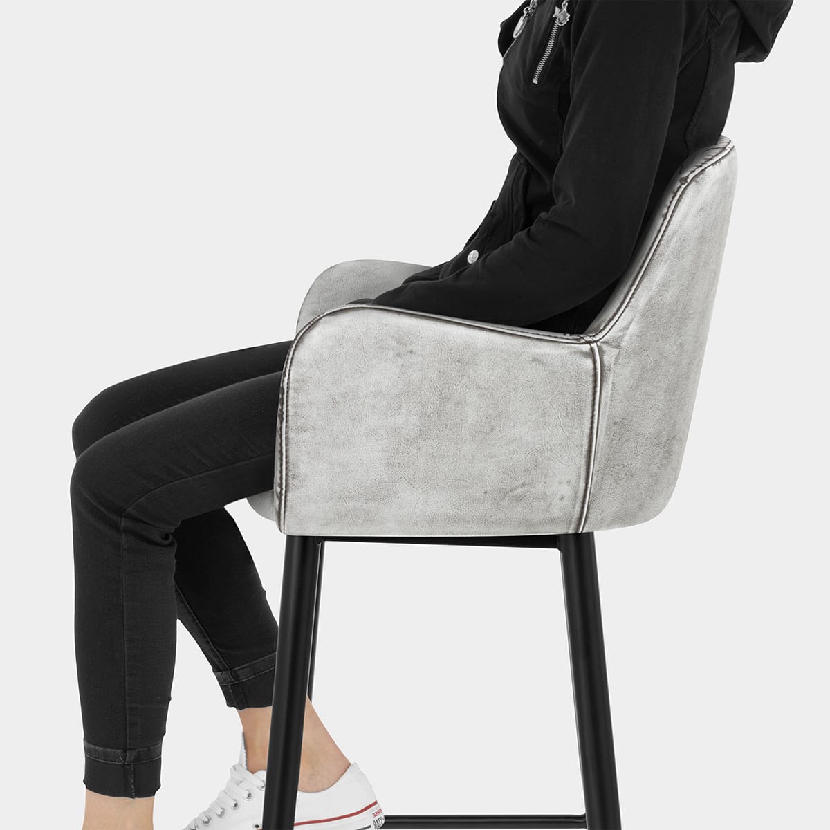 Maverick Bar Stool Vintage White Seat Image