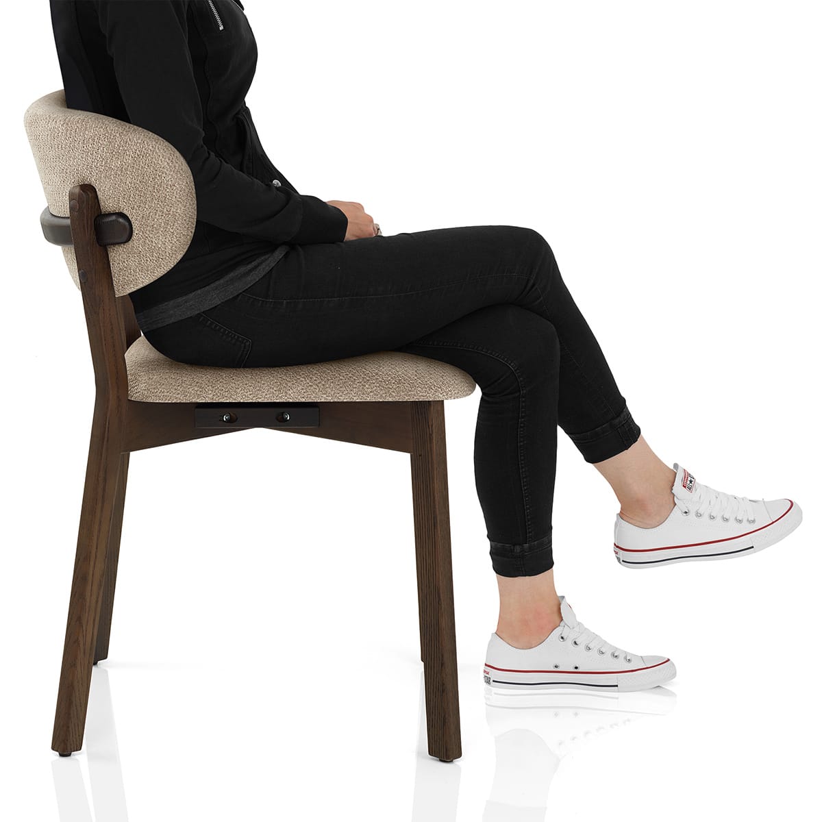 Maya Dark Oak Chair Tweed Fabric Frame Image