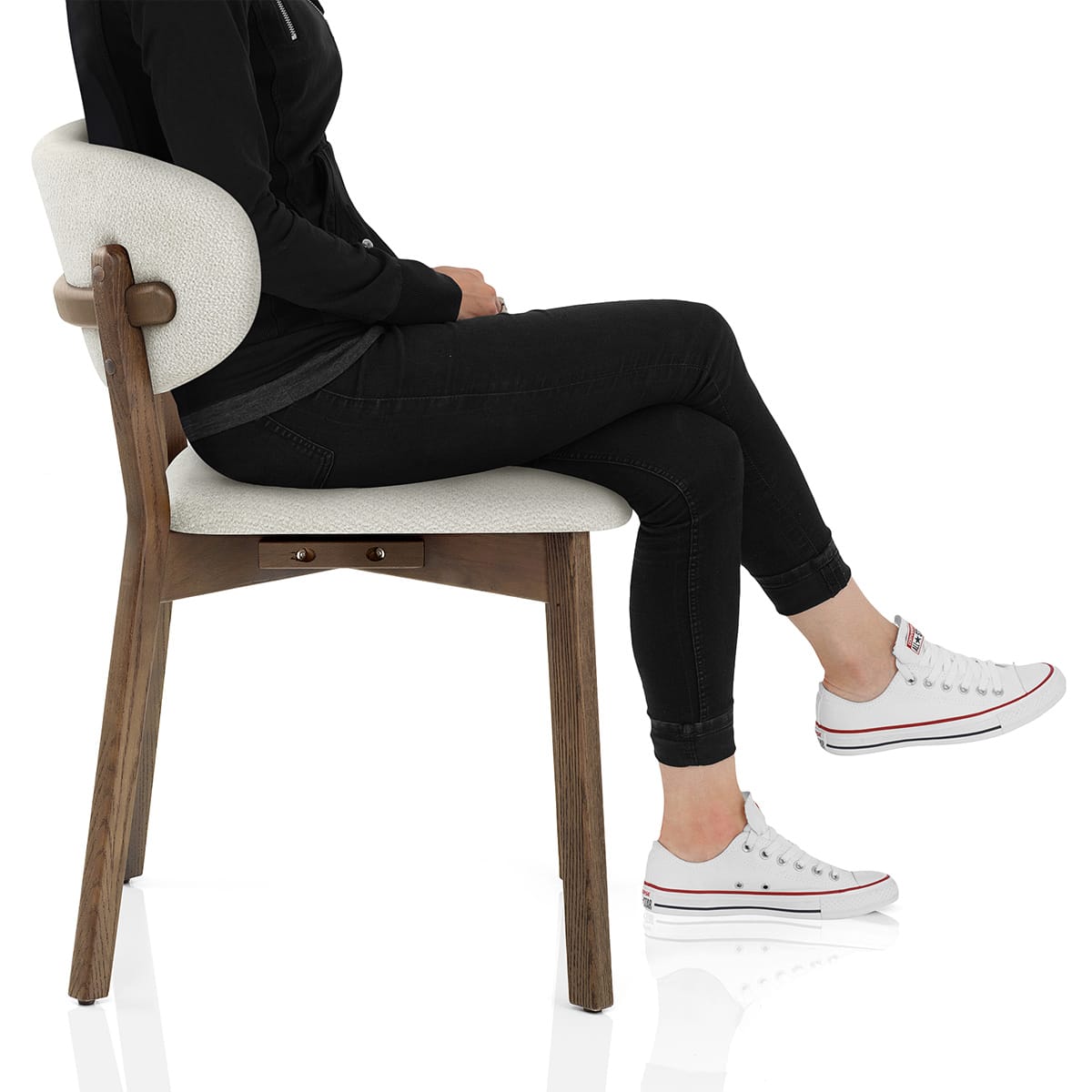 Maya Light Oak Chair Ivory Fabric Frame Image