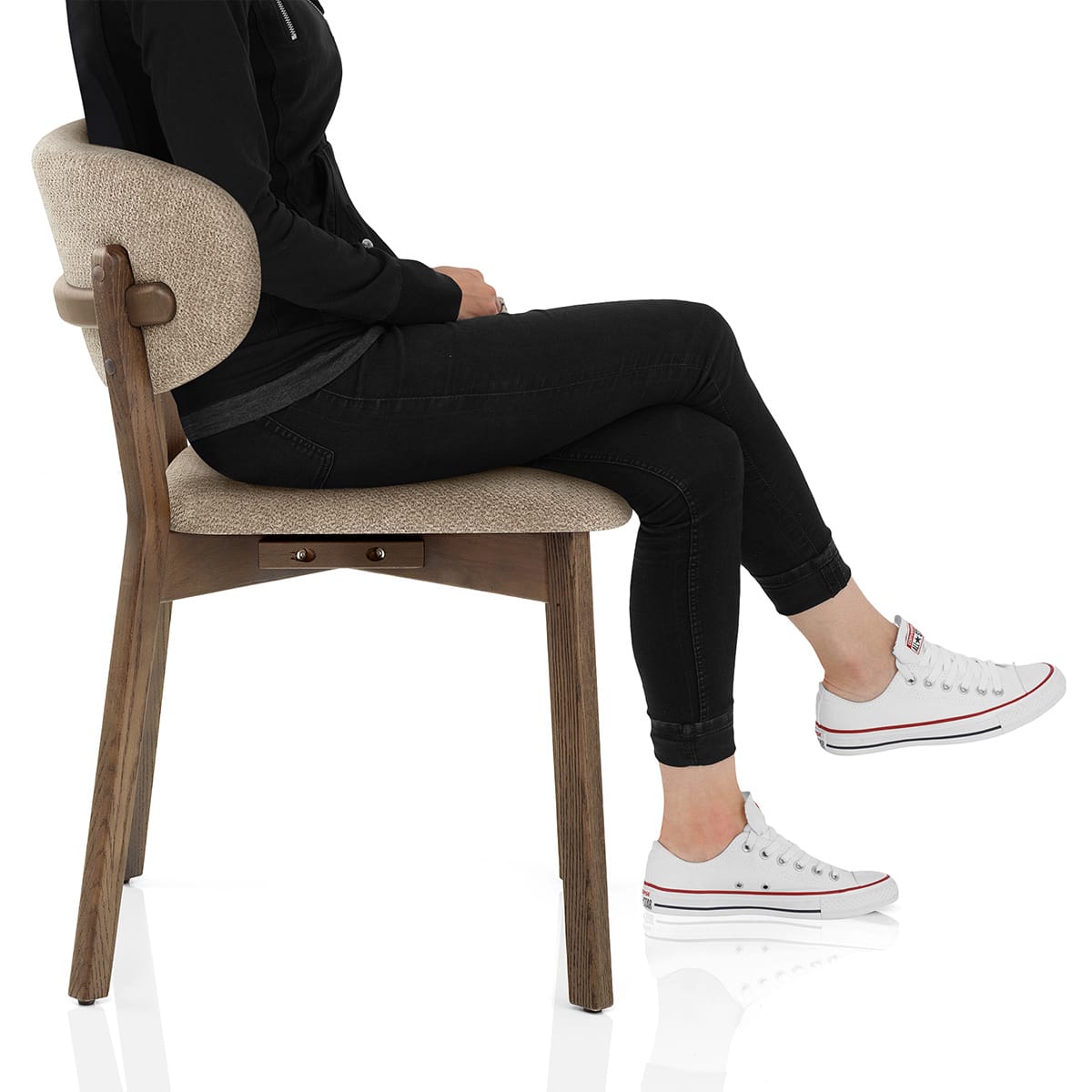 Maya Light Oak Chair Tweed Fabric Frame Image