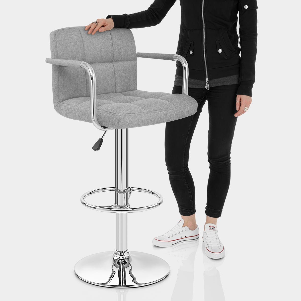 Maze Bar Stool Grey Fabric Features Image