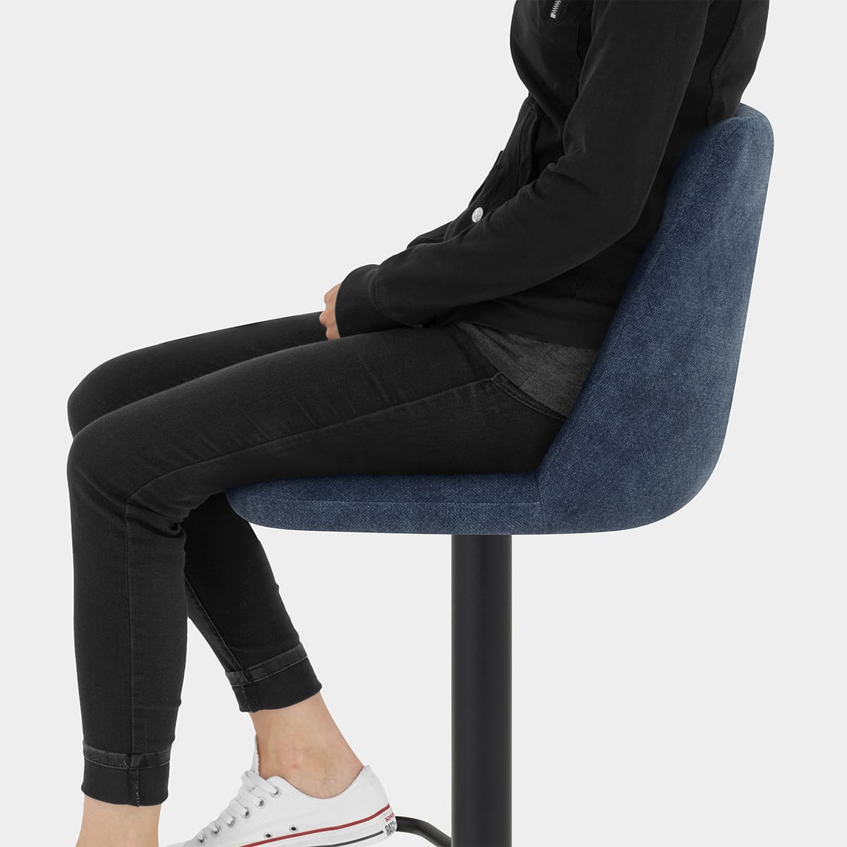 Mechu Bar Stool Blue Velvet Seat Image