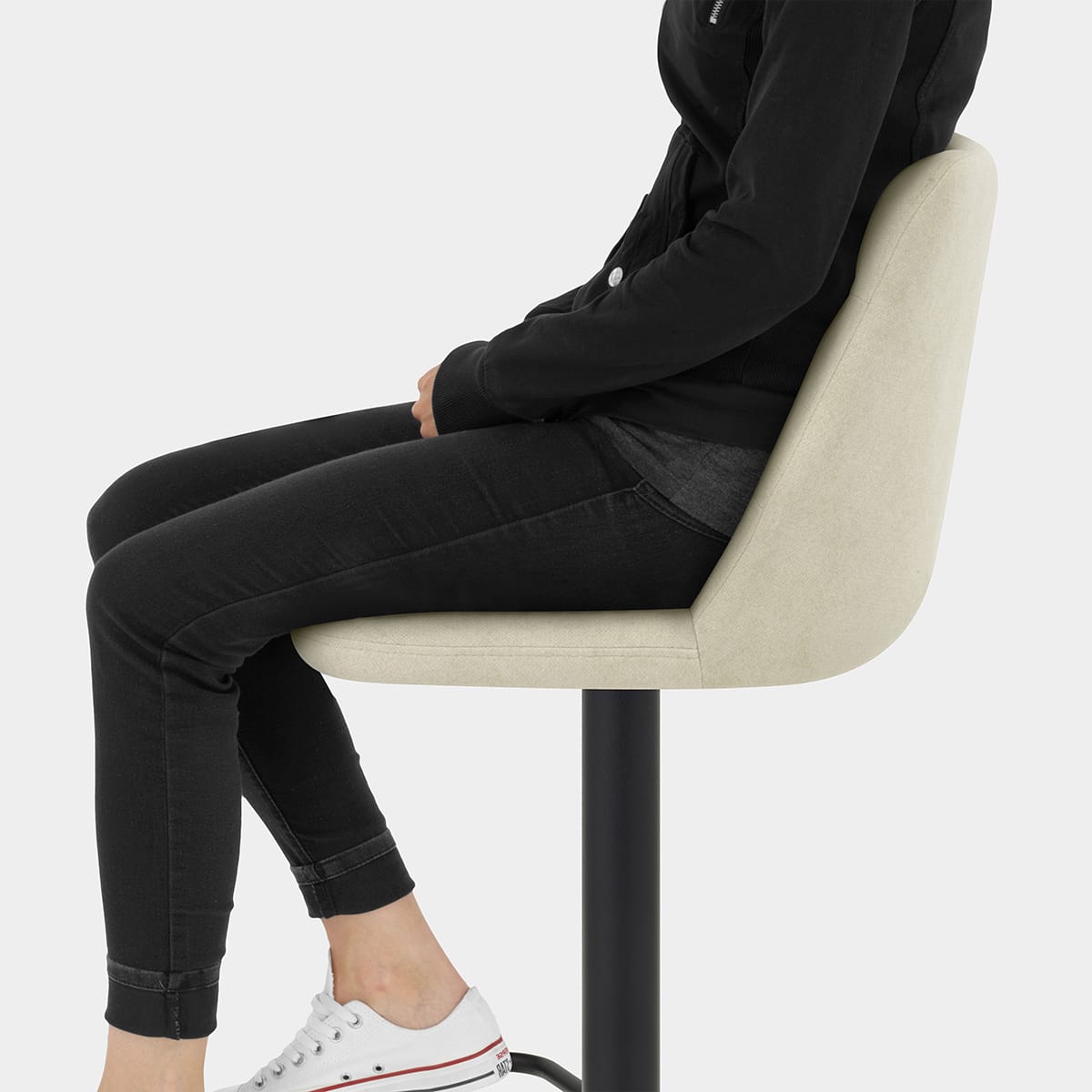 Mechu Bar Stool Cream Velvet Seat Image