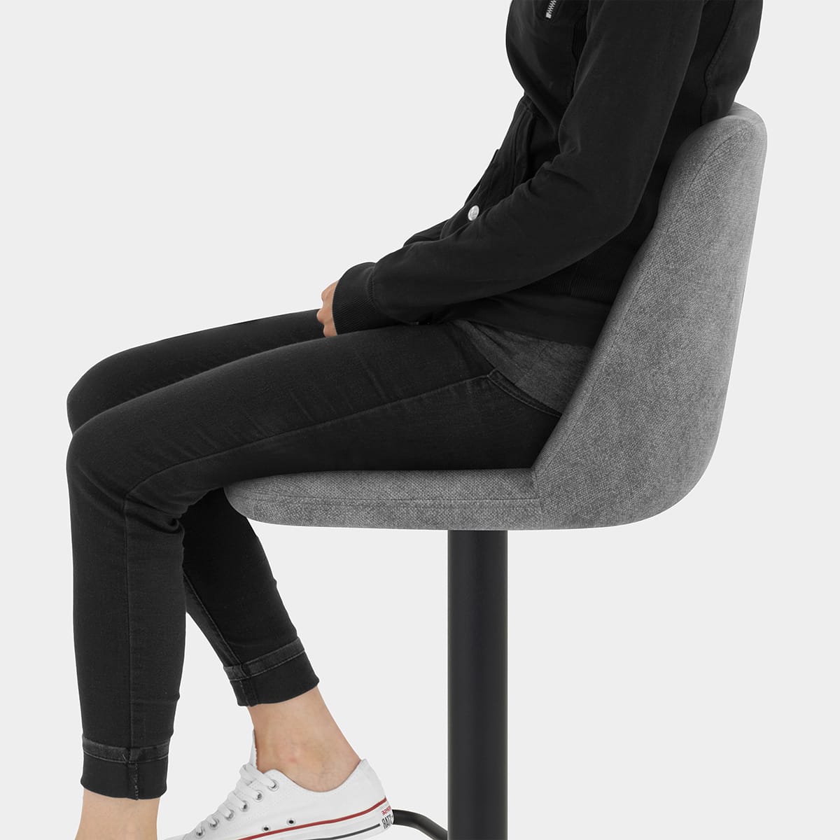 Mechu Bar Stool Grey Velvet Seat Image