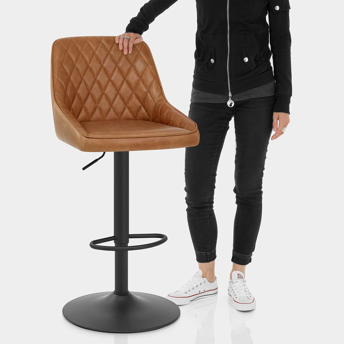 Melbourne Real Leather Stool Antique Brown Features Image