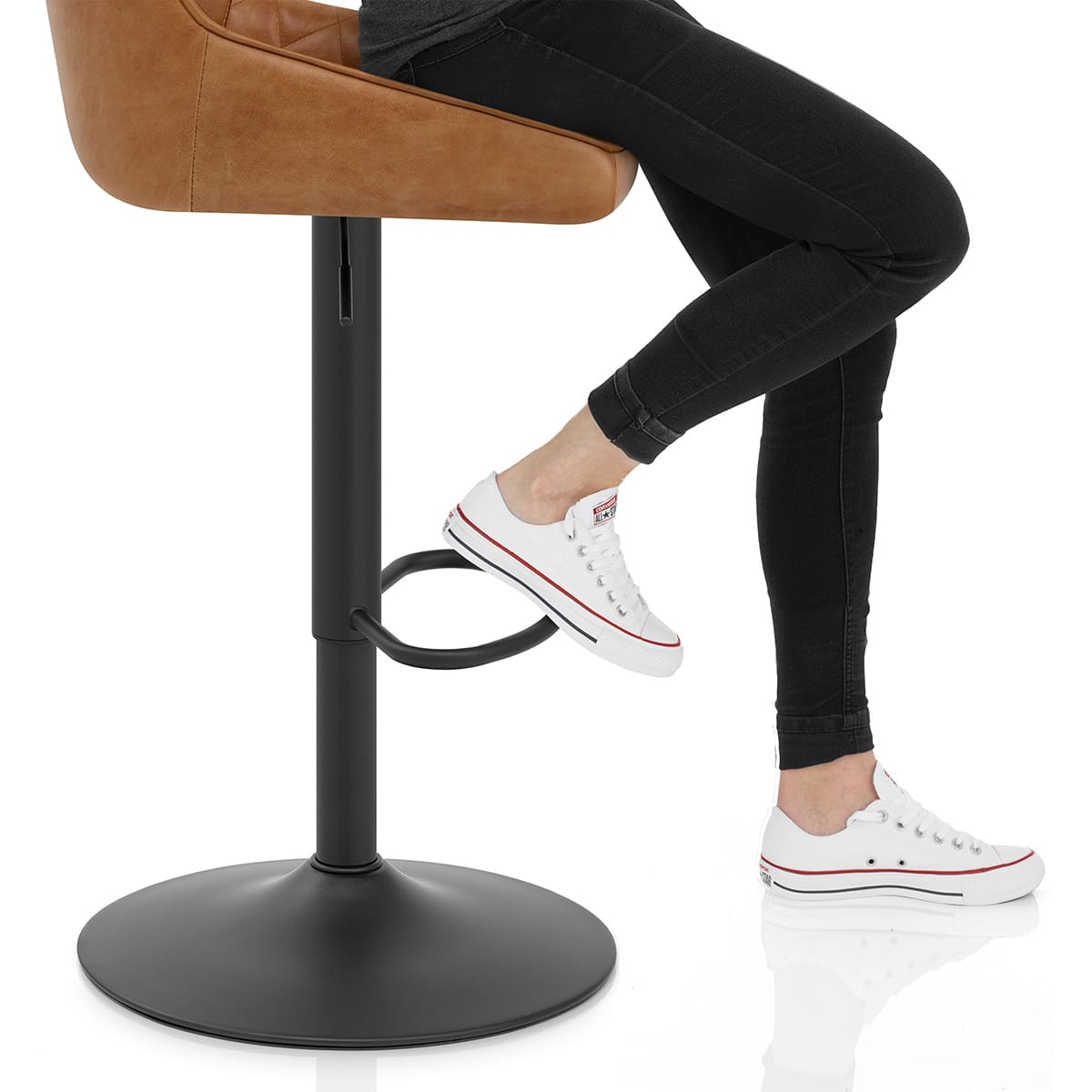 Melbourne Real Leather Stool Antique Brown Frame Image