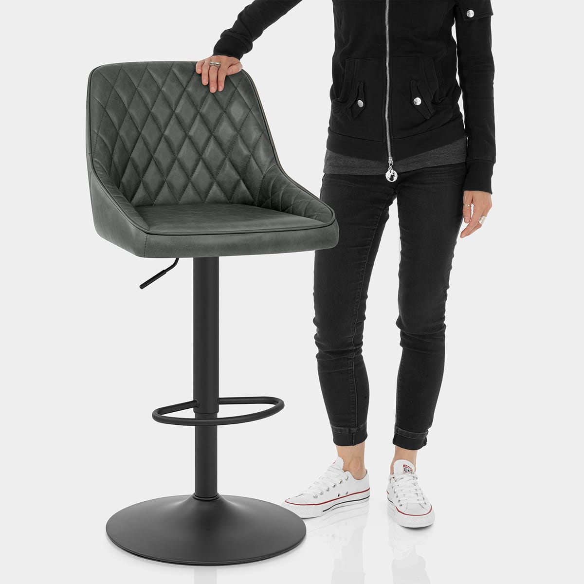 Melbourne Real Leather Stool Antique Slate Features Image