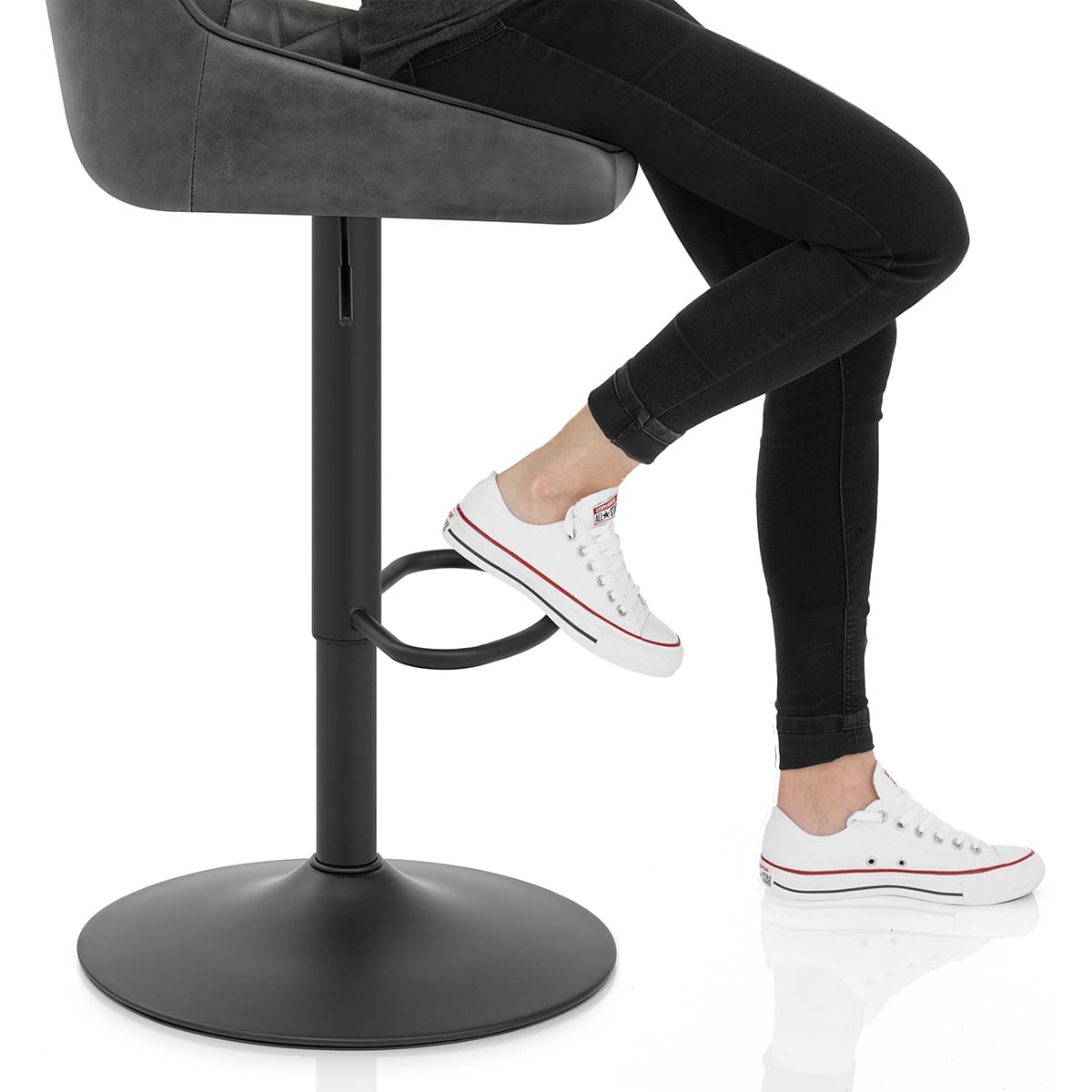 Melbourne Real Leather Stool Antique Slate Frame Image