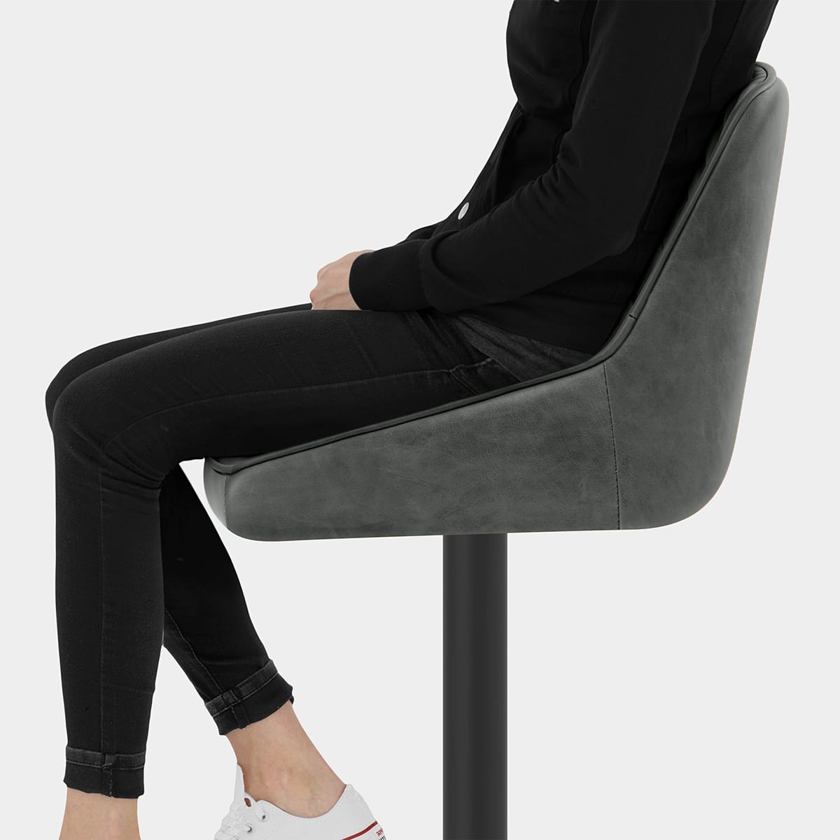 Melbourne Real Leather Stool Antique Slate Seat Image