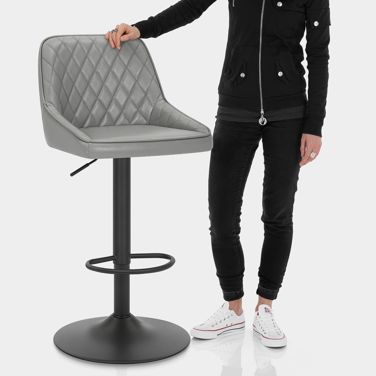 Melbourne Real Leather Stool Grey Features Image