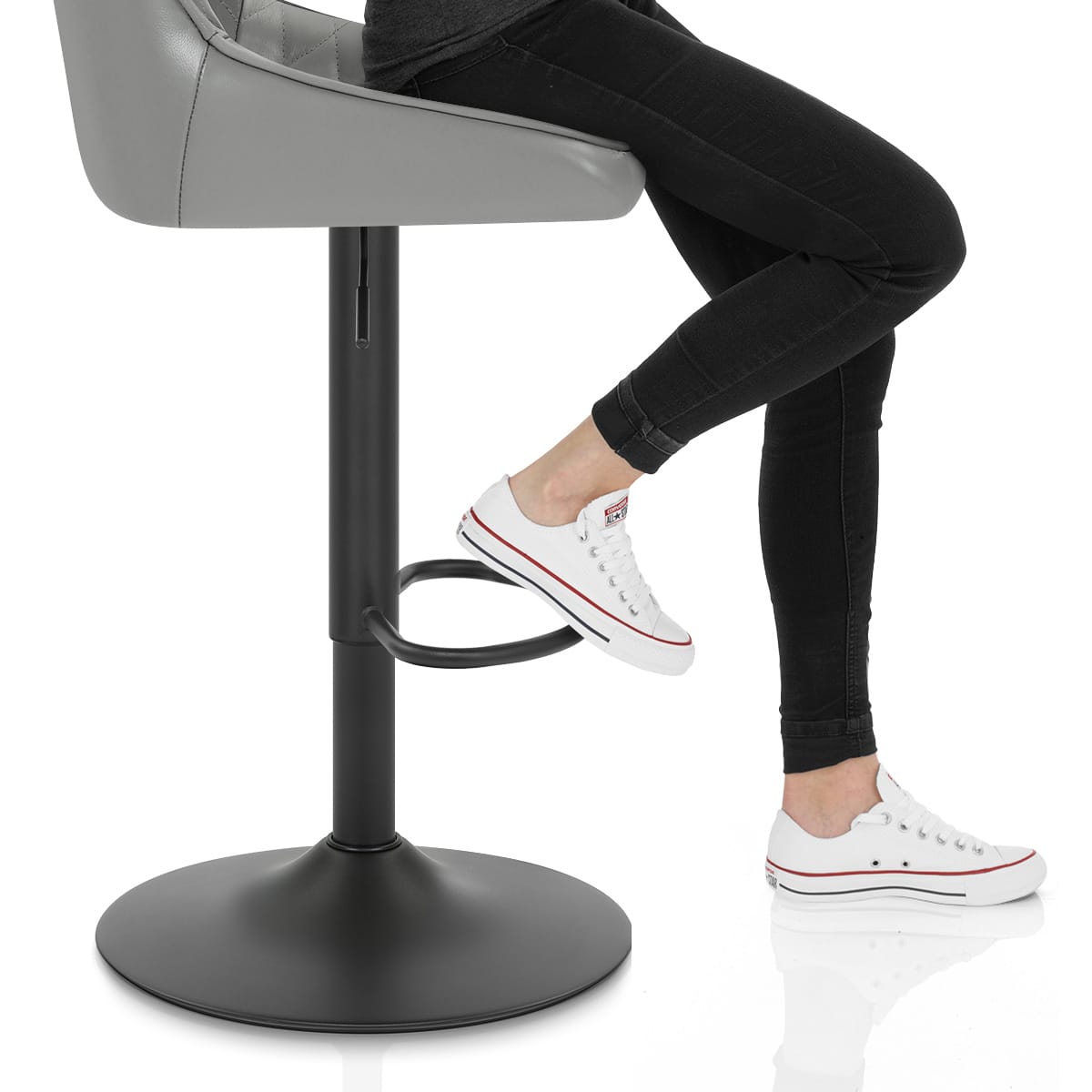 Melbourne Real Leather Stool Grey Frame Image