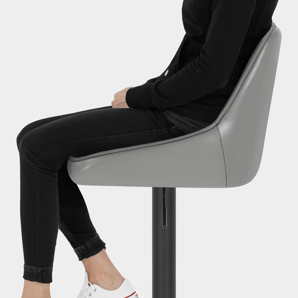 Melbourne Real Leather Stool Grey Seat Image