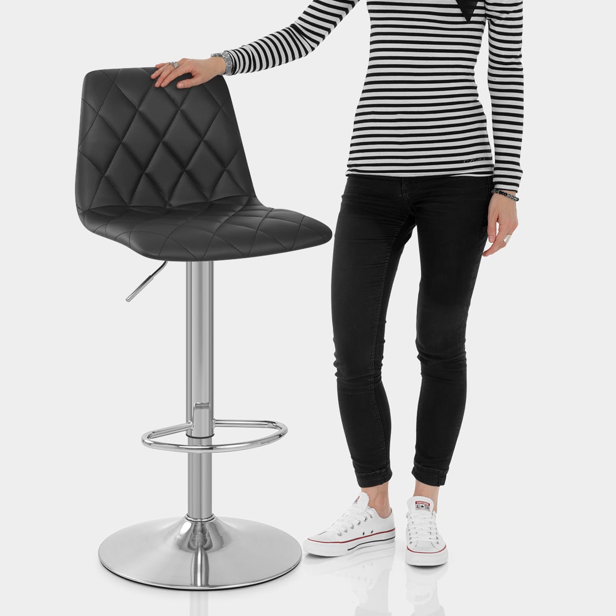 Melody Real Leather Brushed Stool Black Features Image