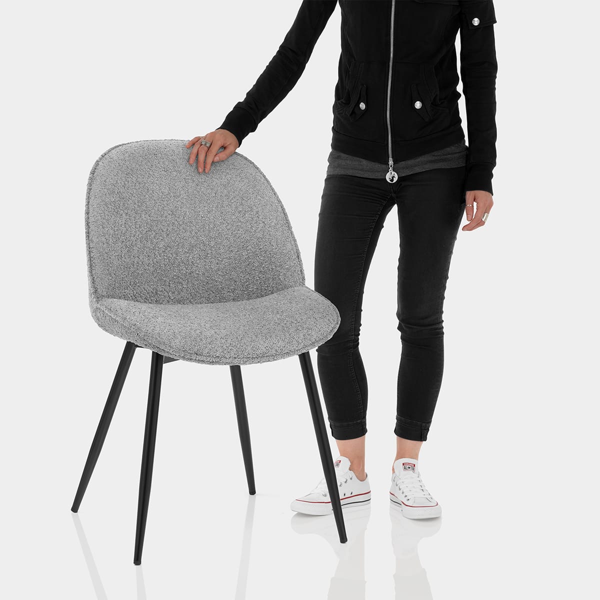 Mia Dining Chair Grey Fabric Features Image