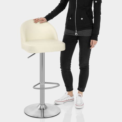 Mimi Brushed Steel Stool Cream Features Image