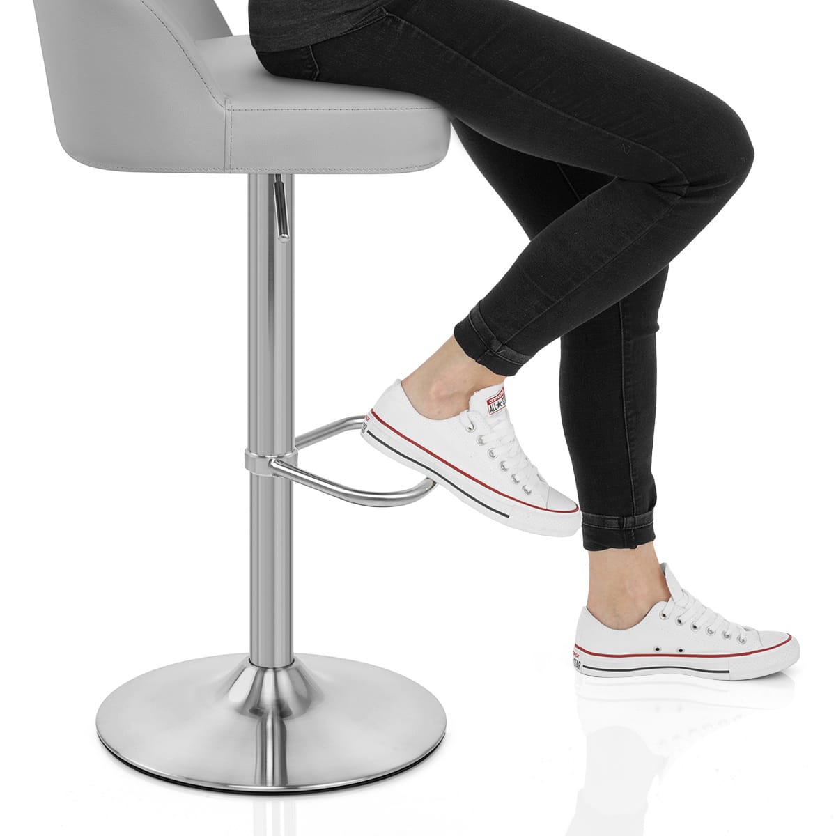 Mimi Brushed Steel Stool Grey Frame Image