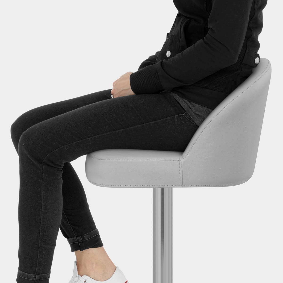 Mimi Brushed Steel Stool Grey Seat Image