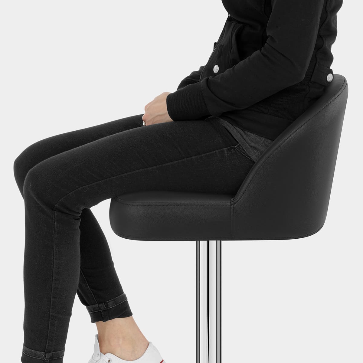 Mimi Chrome Stool Black Seat Image