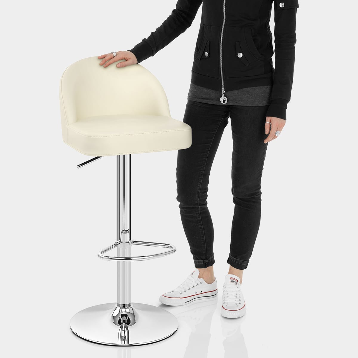 Mimi Chrome Stool Cream Features Image