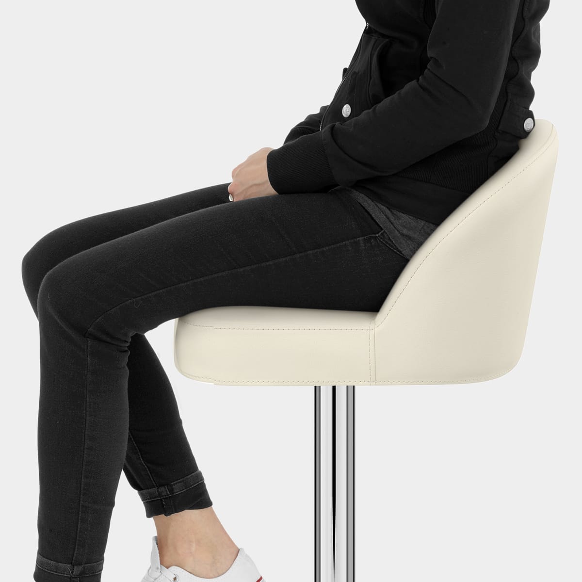 Mimi Chrome Stool Cream Seat Image