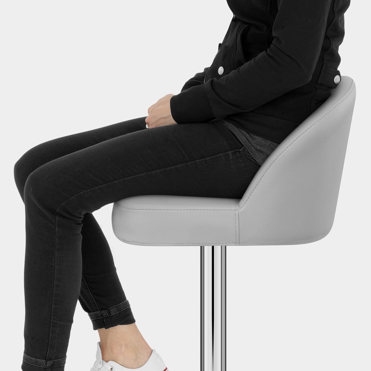 Mimi Chrome Stool Grey Seat Image