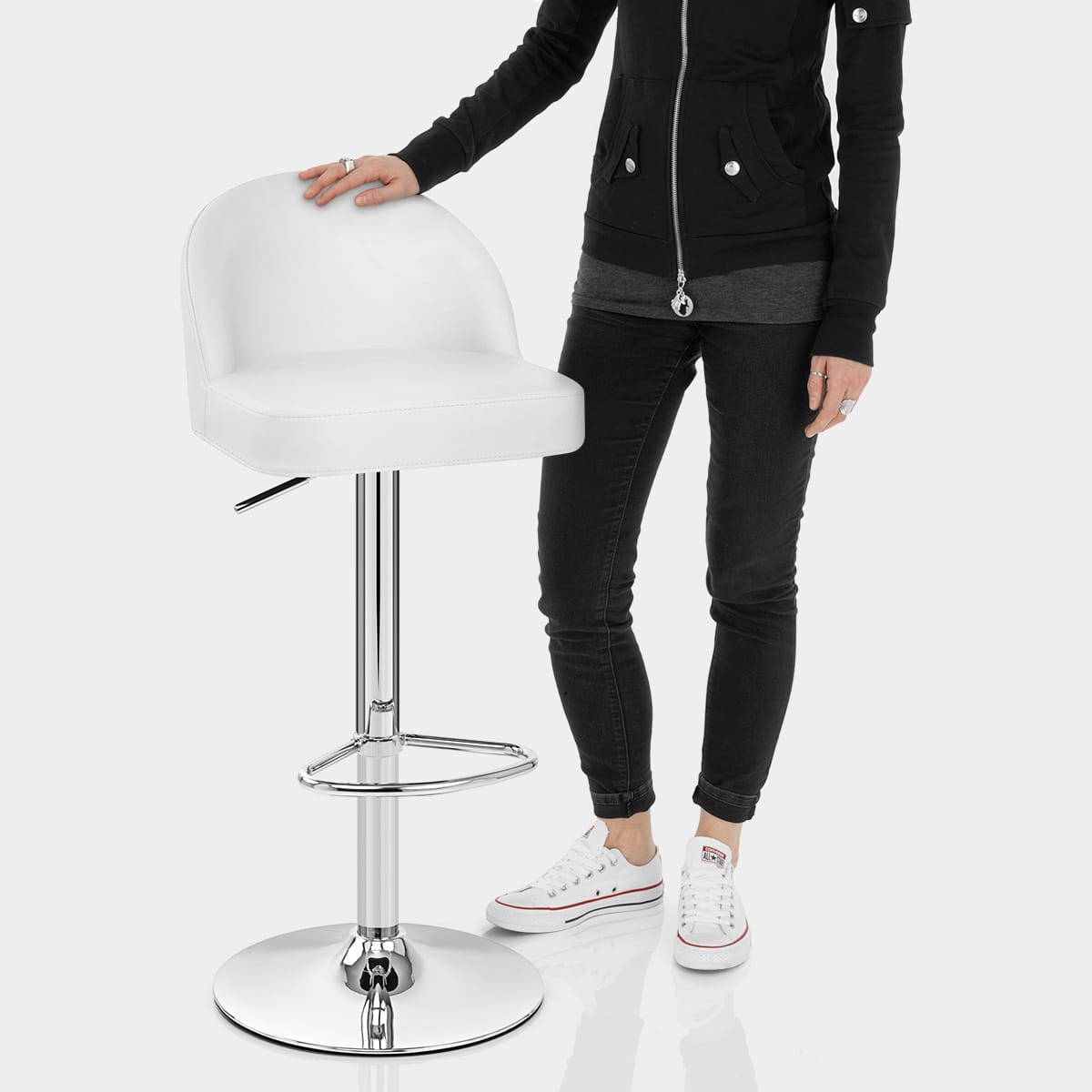 Mimi Chrome Stool White Features Image
