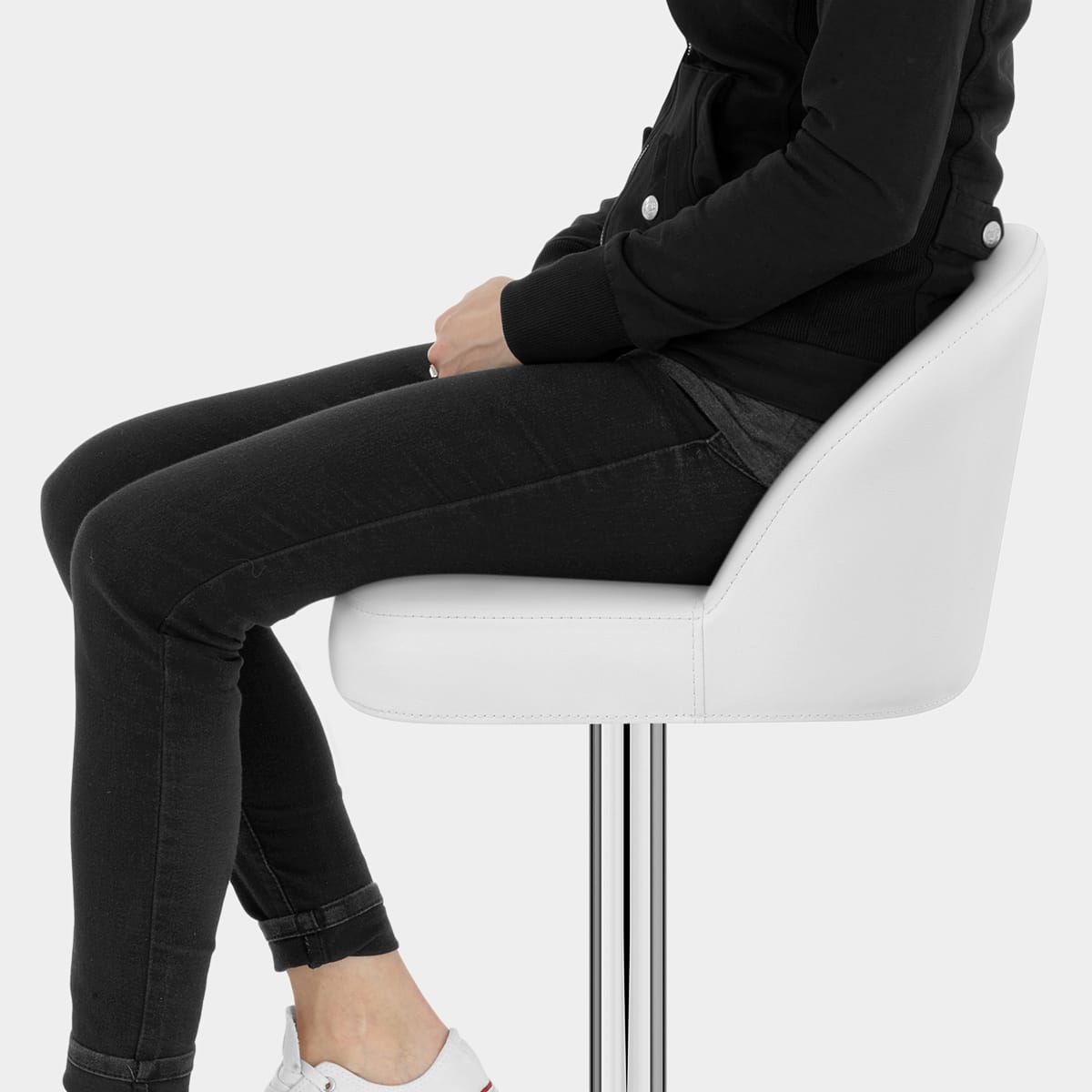 Mimi Chrome Stool White Seat Image