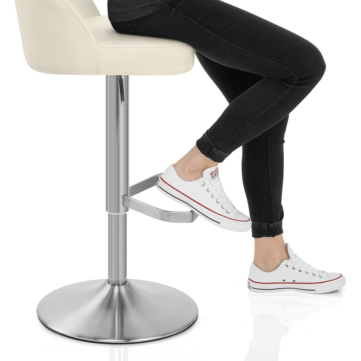 Mimi Real Leather Bar Stool Cream Frame Image