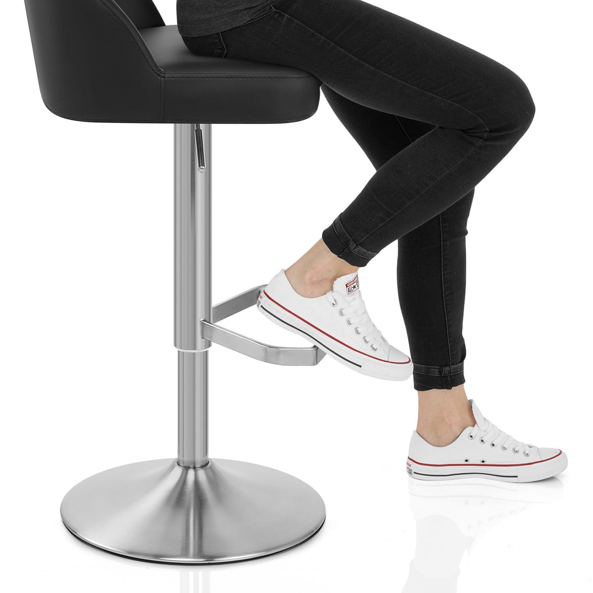 Mimi Real Leather Bar Stool Black Frame Image