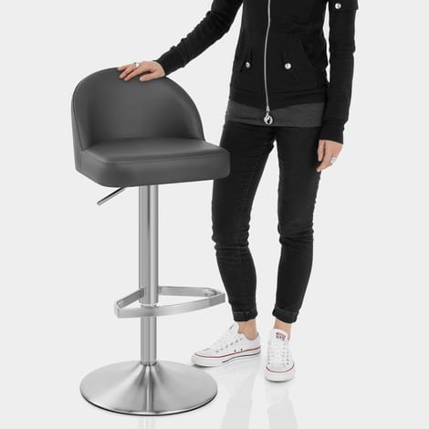 Mimi Real Leather Bar Stool Grey Features Image