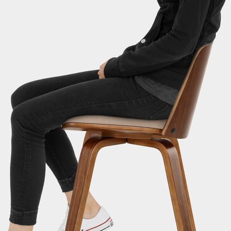 Mirage Wooden Stool Beige Fabric Seat Image