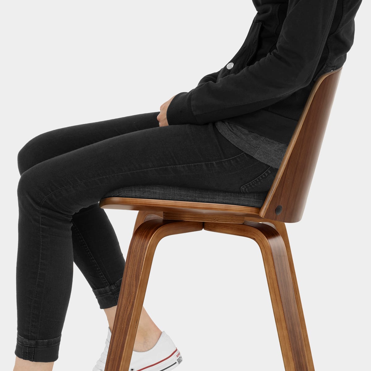 Mirage Wooden Stool Charcoal Fabric Seat Image