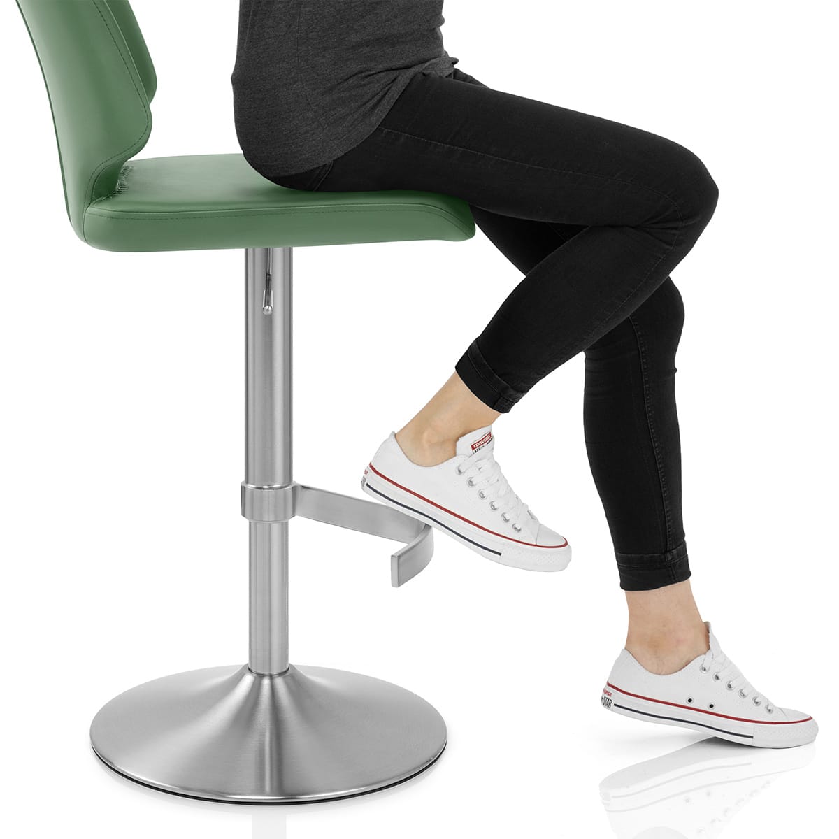 Mode Brushed Steel Stool Green Frame Image