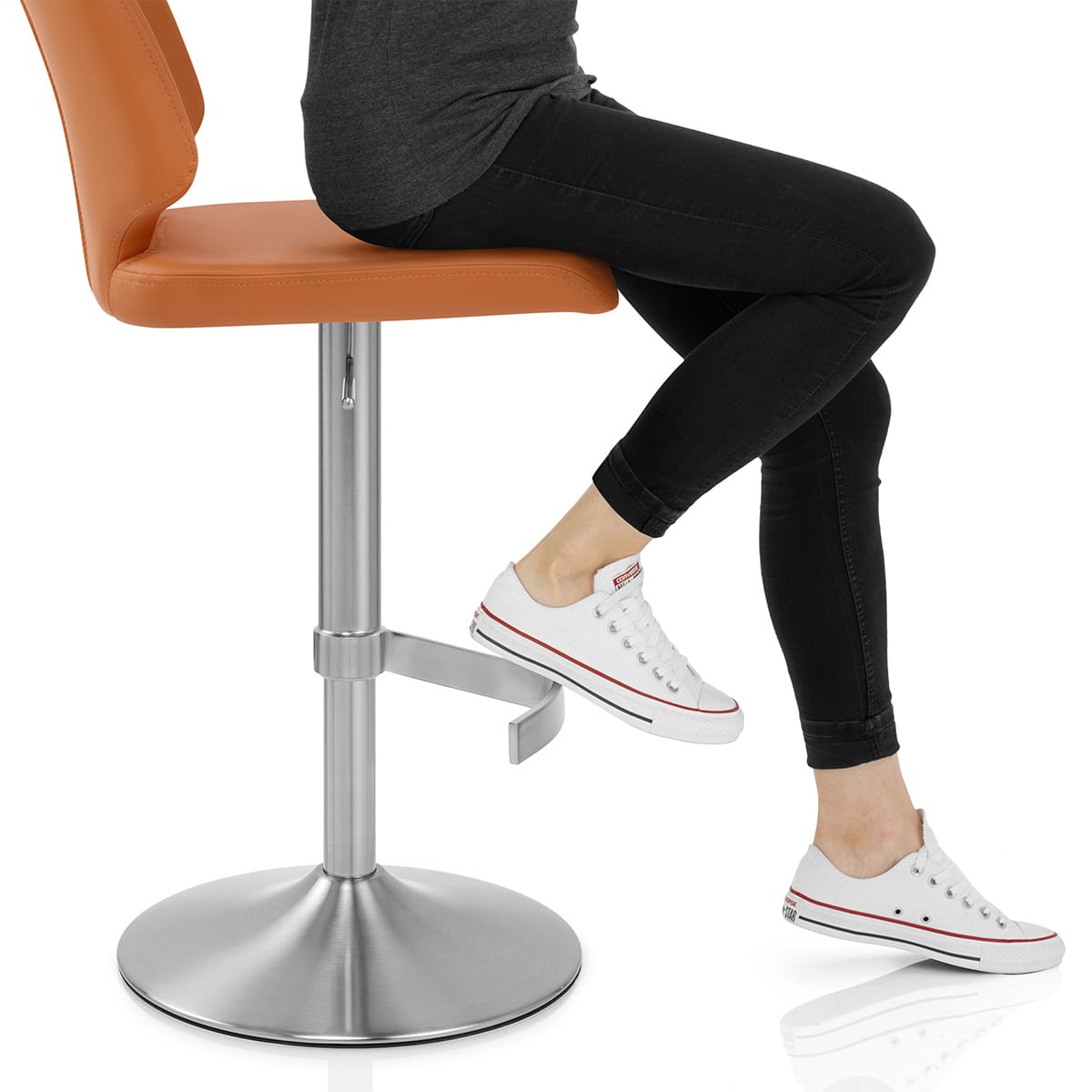 Mode Brushed Steel Stool Burnt Orange Frame Image