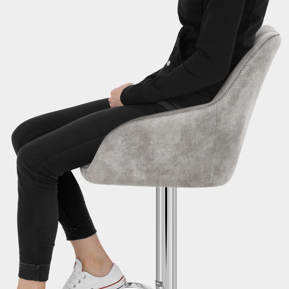 Modena Bar Stool Antique Light Grey Seat Image